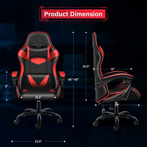 Racing-Inspired Ergonomic Gaming Chair - Red/Black