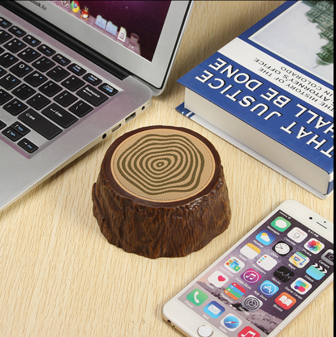 Portable Bluetooth Mini Speaker with Subwoofer - Outdoor Wood-Style Design