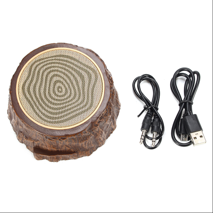 Portable Bluetooth Mini Speaker with Subwoofer - Outdoor Wood-Style Design