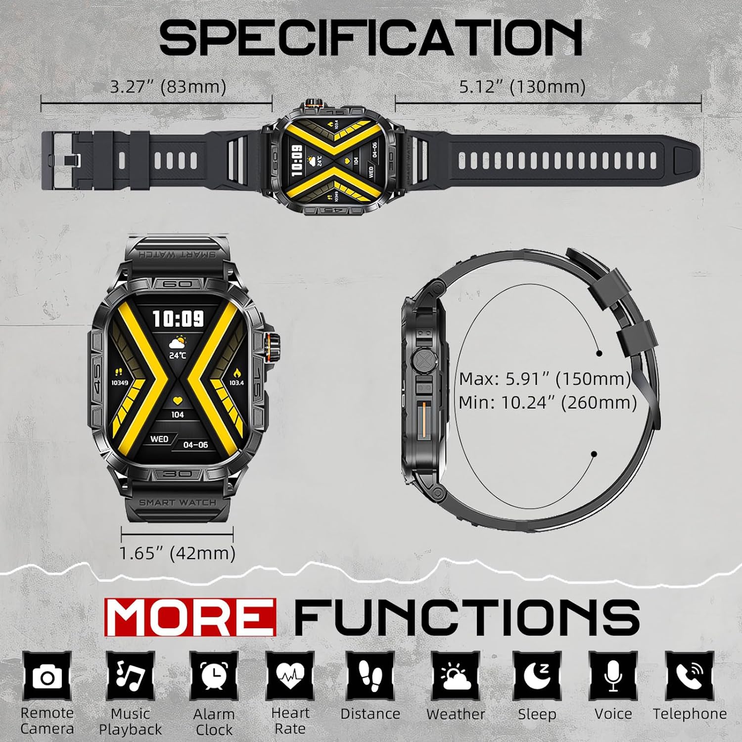 NEKTOM K63 Rugged Tactical Smartwatch - Military-Grade Outdoor Companion