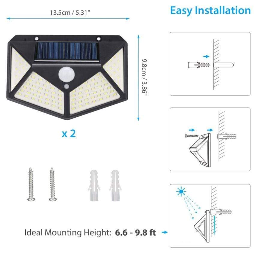 2-Pack Solar Motion Sensor Lights for Outdoor Security