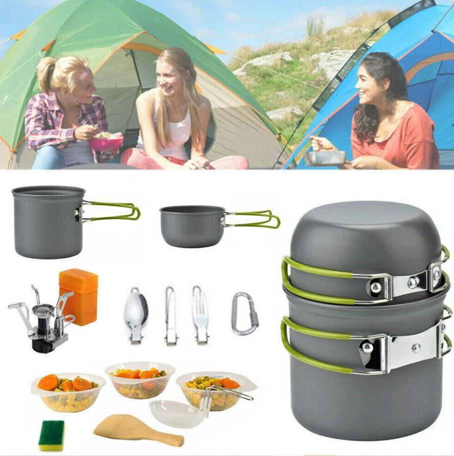 Premium 14-Piece Anodized Aluminum Camping Cookware Set