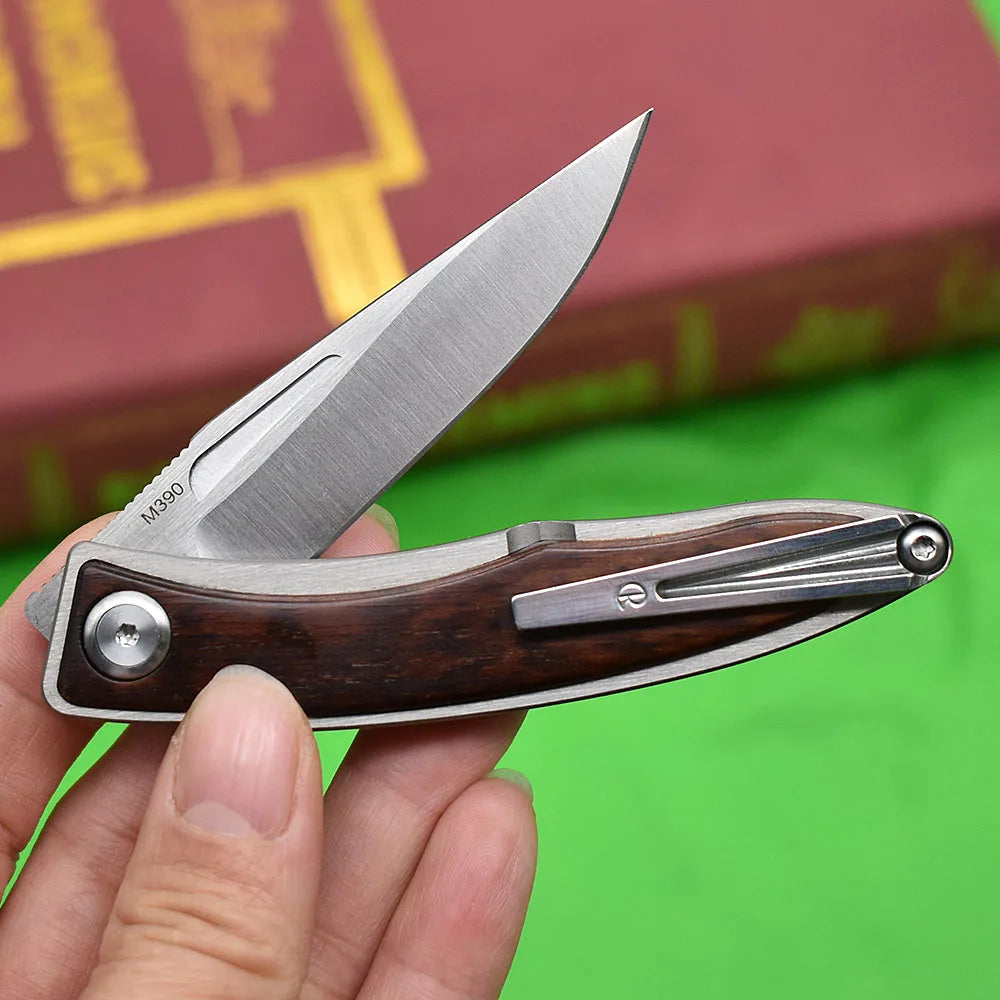 LUOKESIDIY M390 Steel Blade Folding Knife, Compact Outdoor EDC Tool