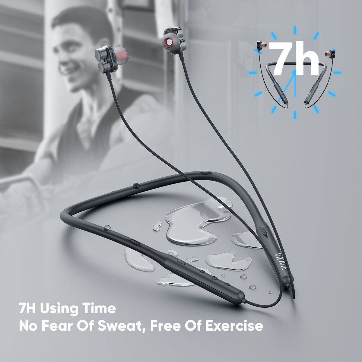 Waterproof Wireless Neckband Headphones with Dynamic Volume Control