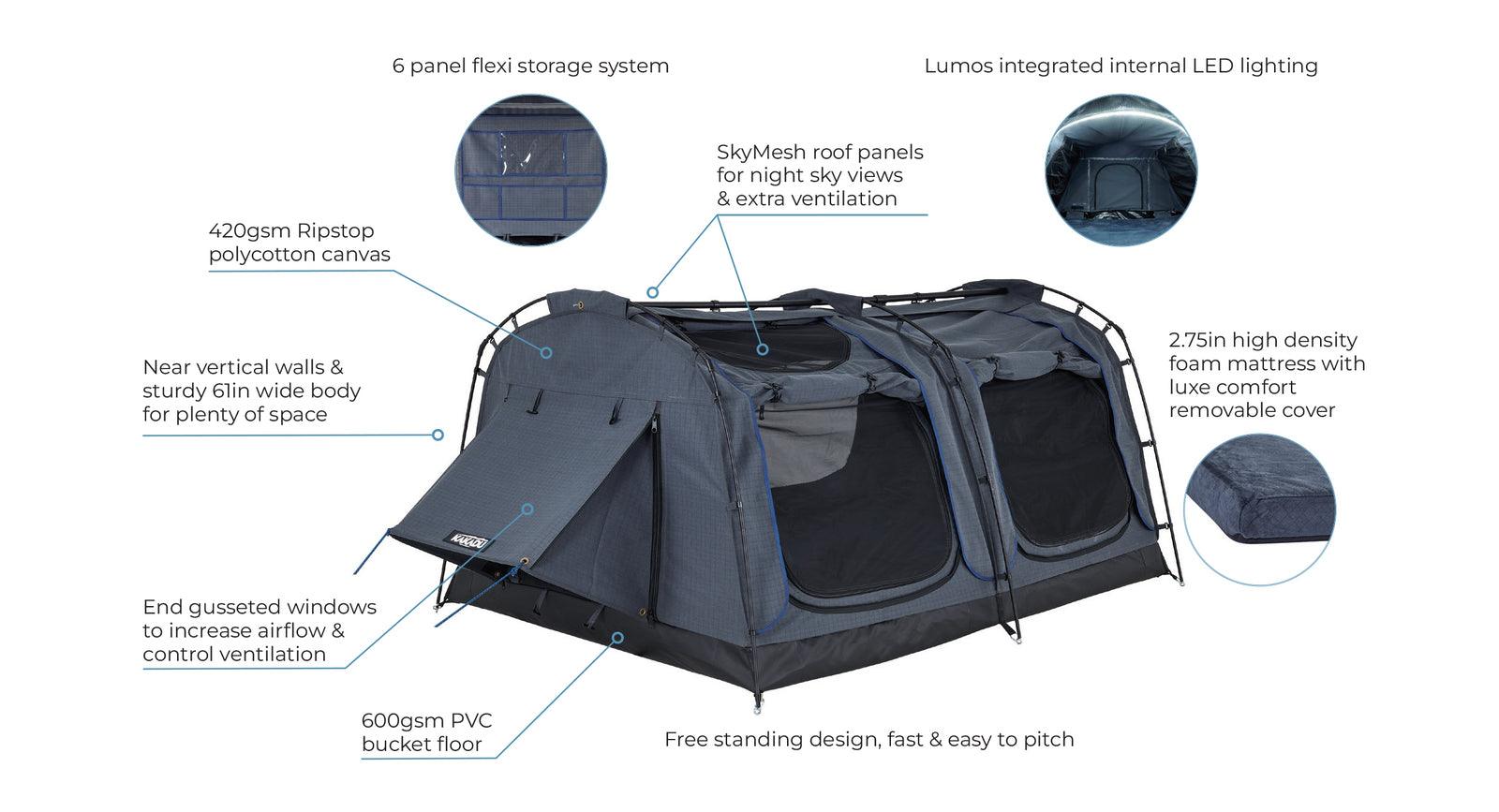 Kakadu Sundowner Swag 2P - Spacious Double Camping Swag for Comfort