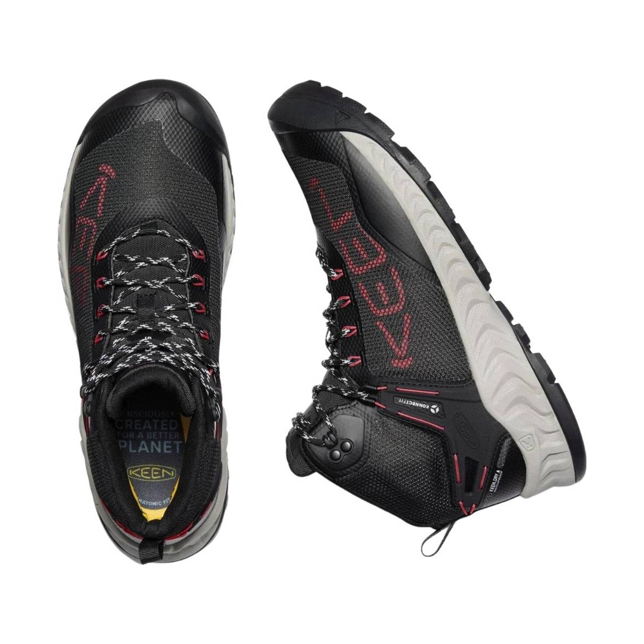 KEEN Men's NXIS EVO Waterproof Hiking Boot - Black/Red