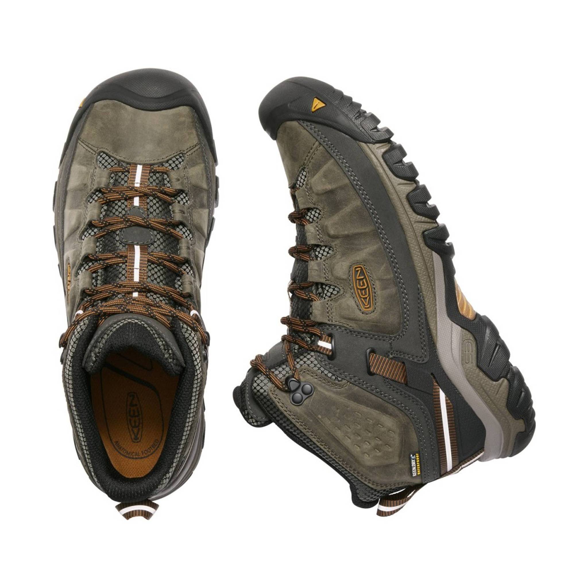 KEEN Men's Targhee III Waterproof Mid Hiking Boot - Black Olive/Golden Brown