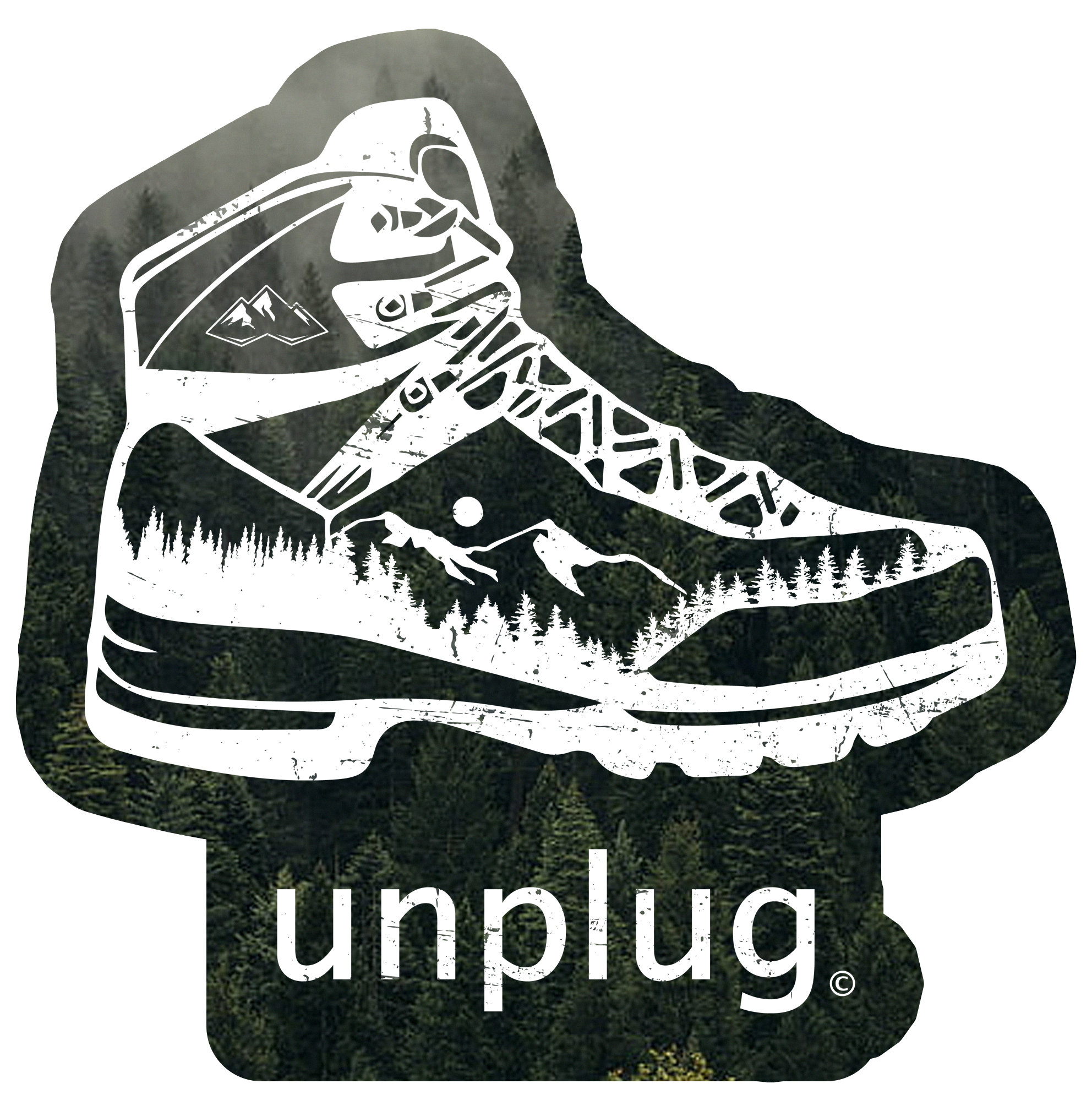 Durable Hiking Boot Mountain Vinyl Sticker