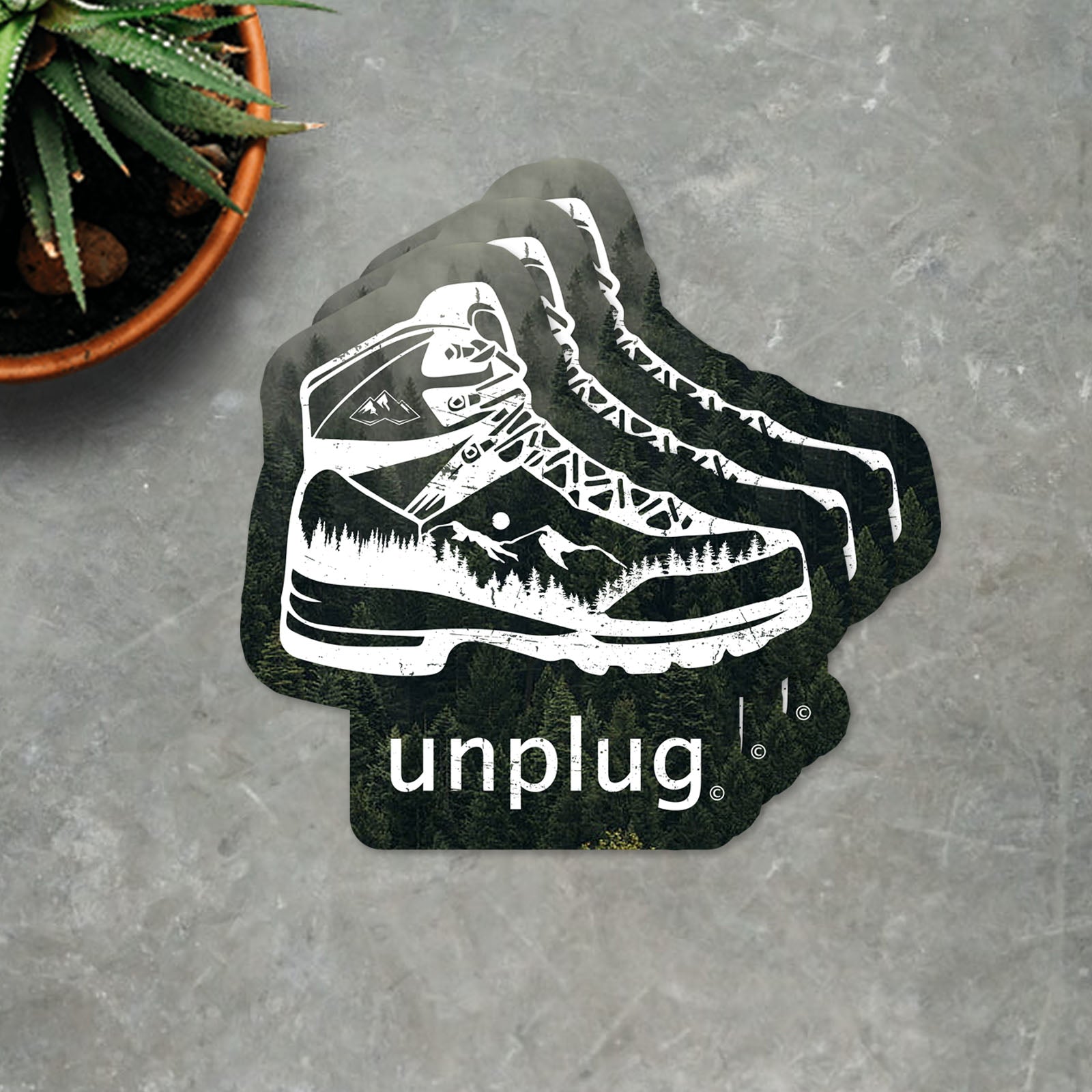 Durable Hiking Boot Mountain Vinyl Sticker