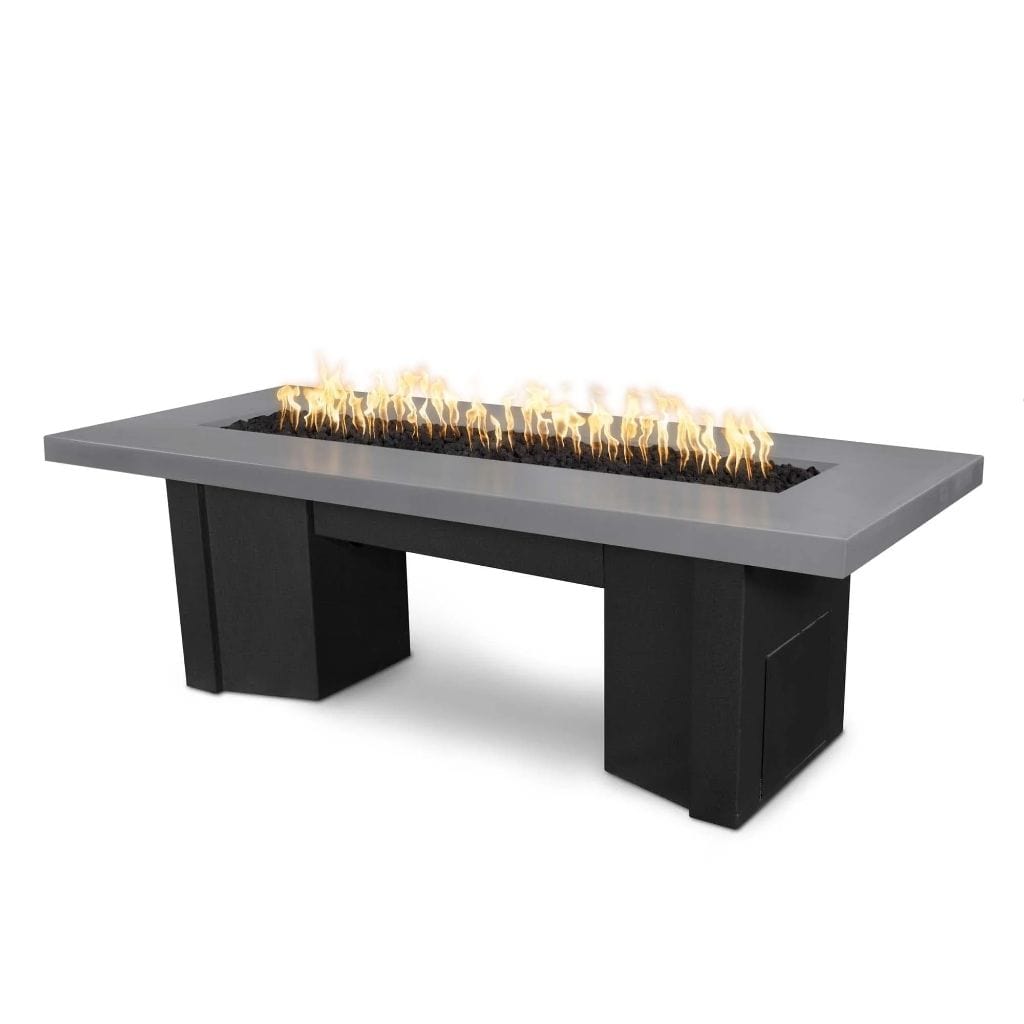 The Outdoor Plus 78 Alameda GFRC Smooth Concrete Top Rectangle Natural Gas Fire Pit Table - 110V Electronic