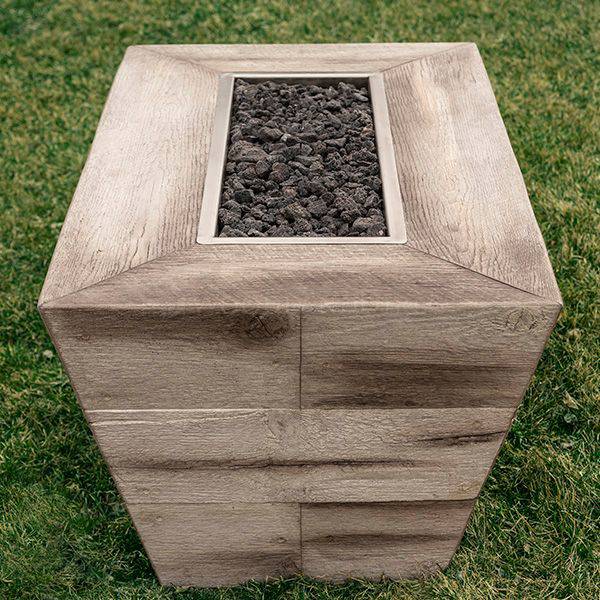 The Outdoor Plus Plymouth Rectangle 24 Tall Fire Pit with 12V Electronic Ignition