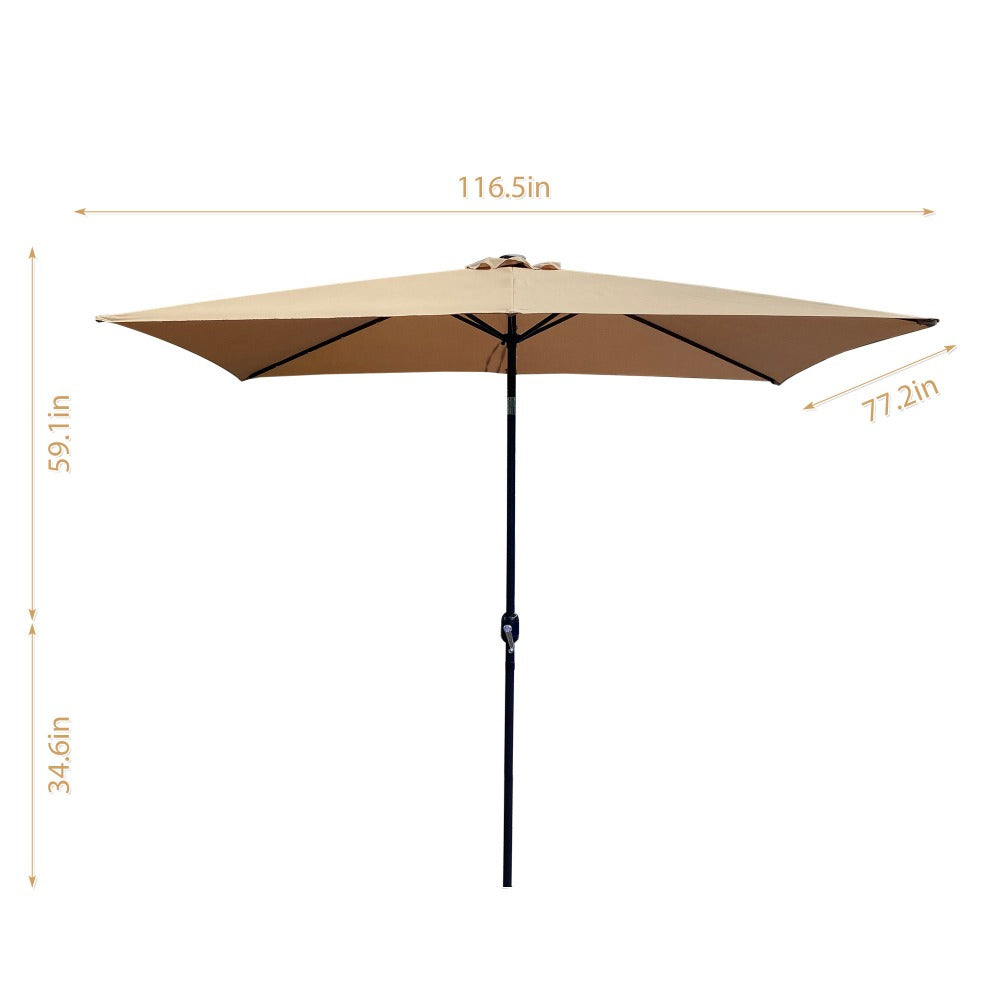 10 Ft x 6.5 Ft Rectangular Solar LED Patio Umbrella