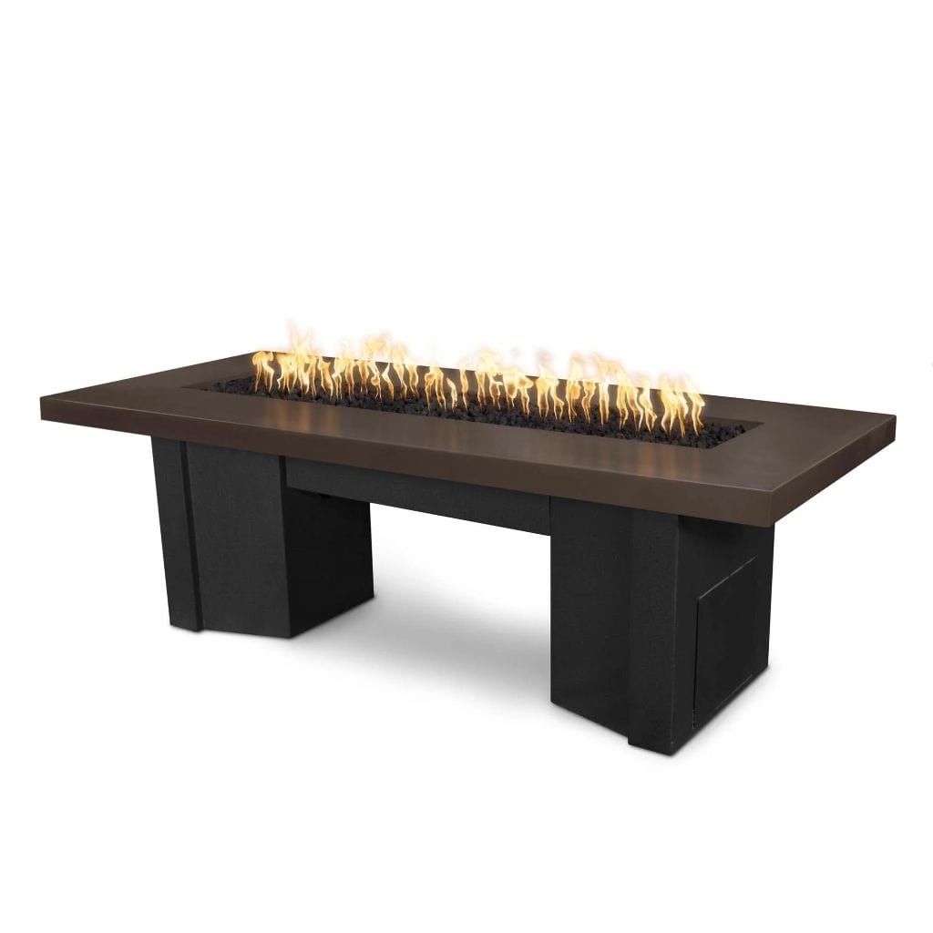 The Outdoor Plus 78 Alameda GFRC Smooth Concrete Top Rectangle Natural Gas Fire Pit Table - 110V Electronic