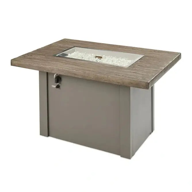 Outdoor Greatroom Company Driftwood Havenwood Rectangular Gas Fire Pit Table with Gray Base