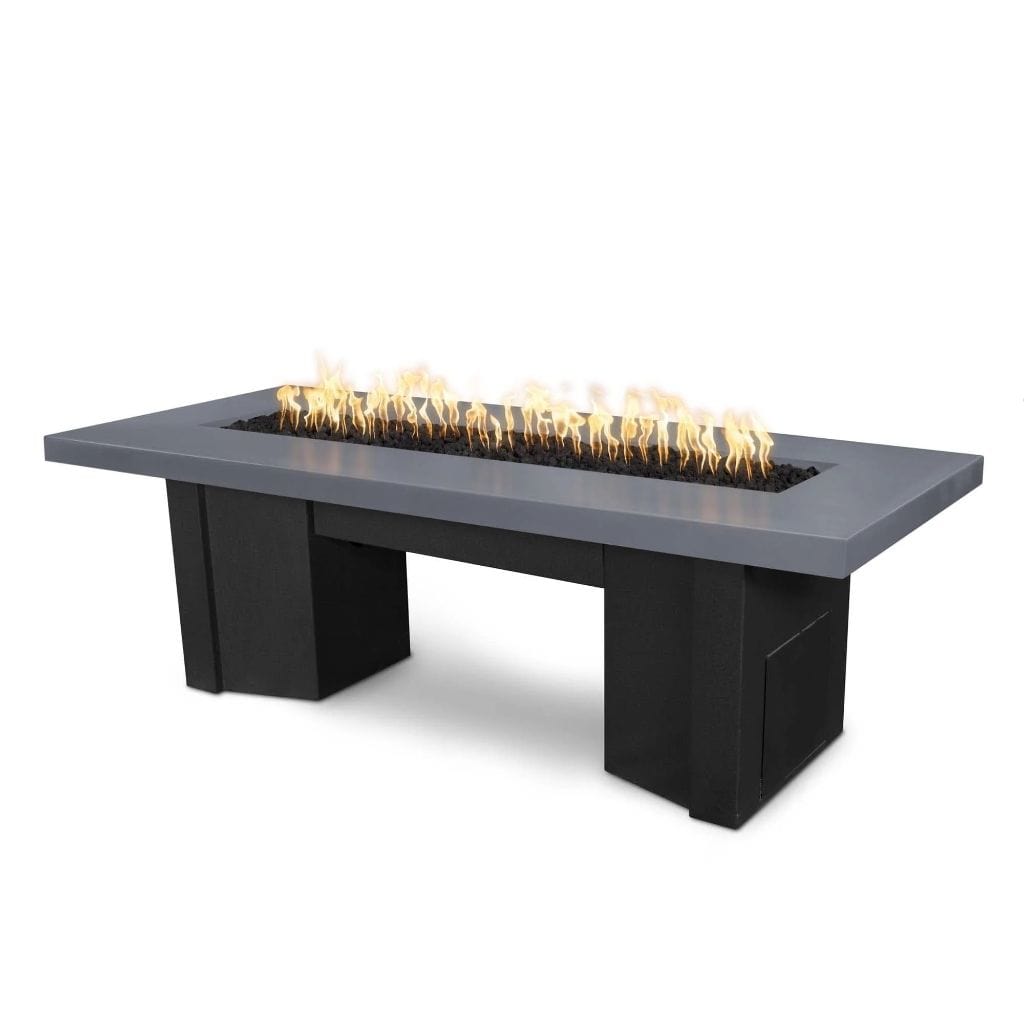 The Outdoor Plus 78 Alameda GFRC Smooth Concrete Top Rectangle Natural Gas Fire Pit Table - 110V Electronic