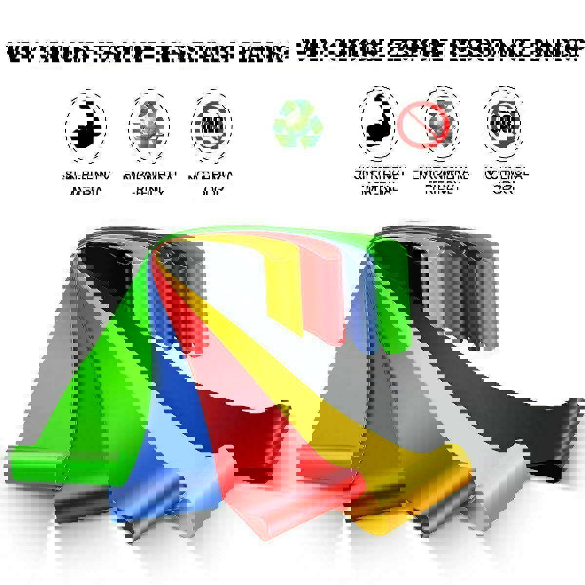 Premium Resistance Bands Loop Set - 5 Exercise Bands for Workout, CrossFit, Yoga & Fitness