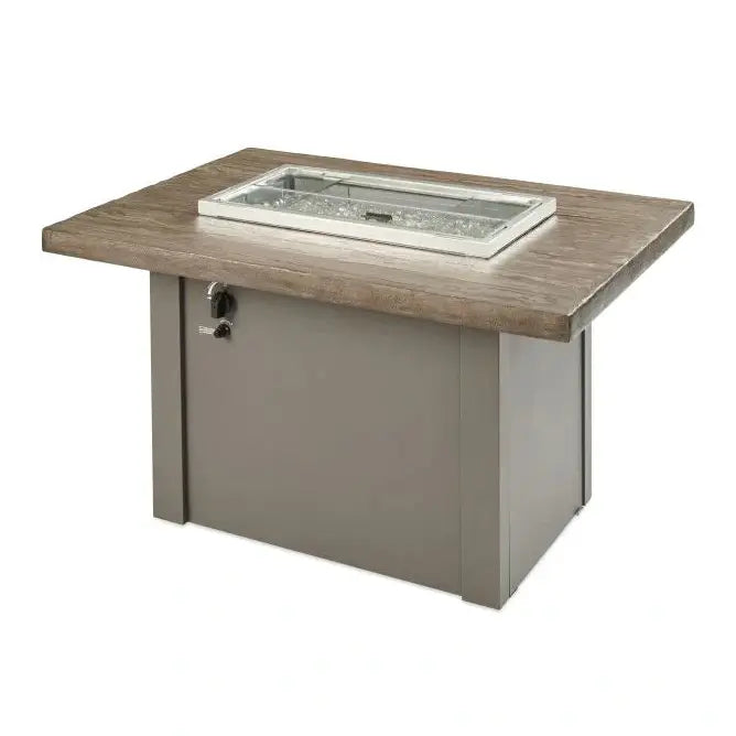 Outdoor Greatroom Company Driftwood Havenwood Rectangular Gas Fire Pit Table with Gray Base