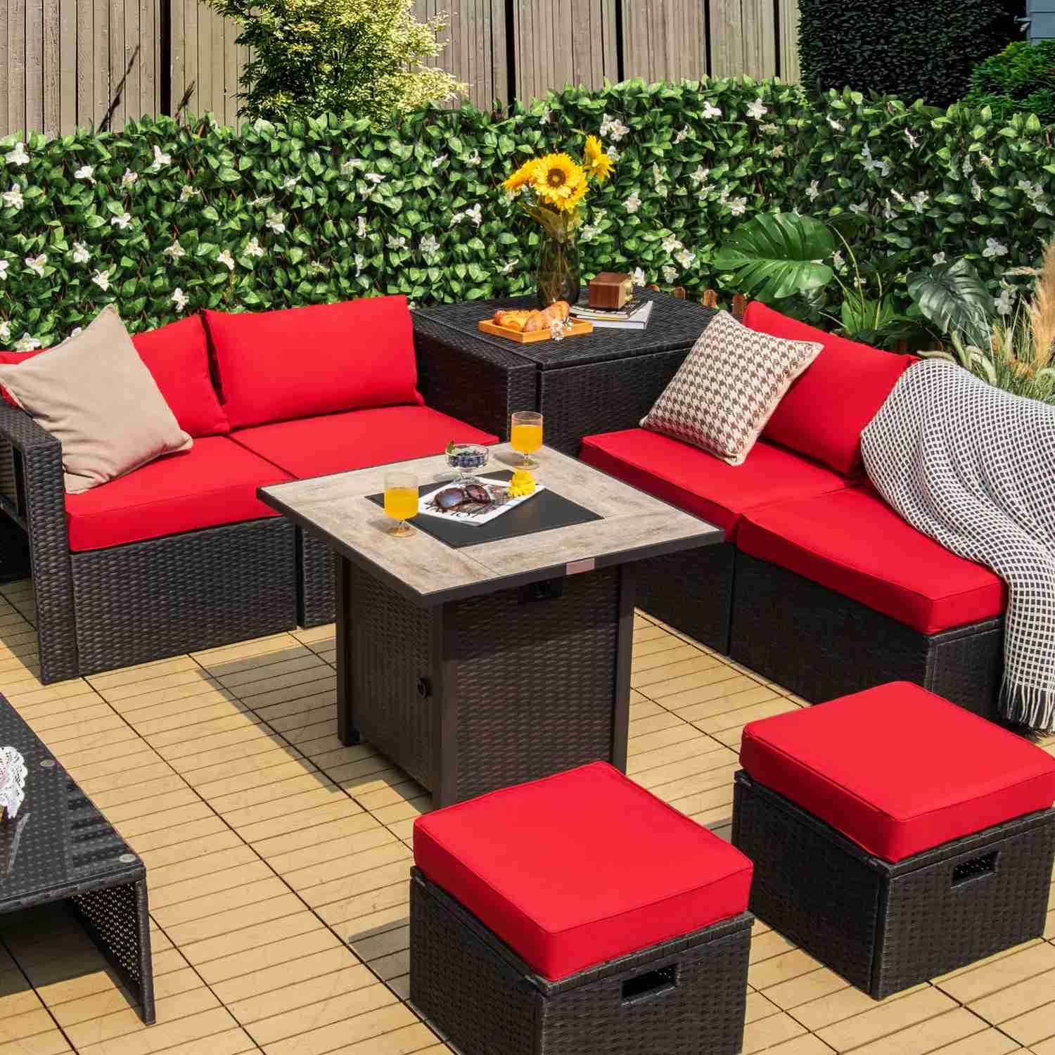 Tangkula 30 Inch Propane Gas Fire Pit Table, 50,000 BTU Square Fire Table for Outdoor Use