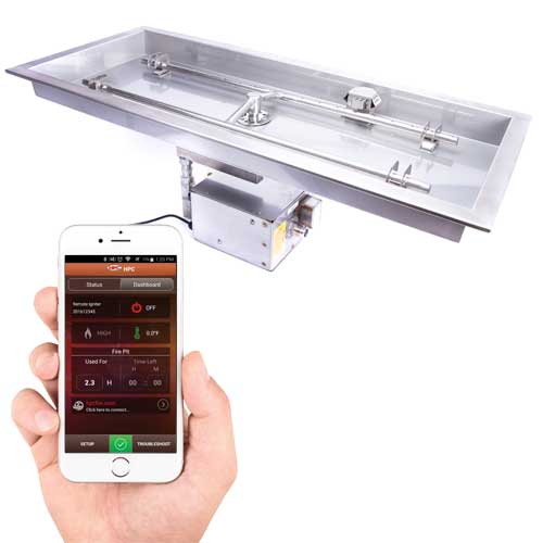 66 X 16 Rectangle H-Burner Fully Assembled Commercial Grade CSA Certified Fire Pit Insert with Electronic Ignition