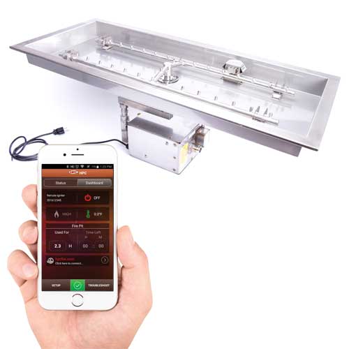 66 X 16 Rectangle H-Burner Fully Assembled Commercial Grade CSA Certified Fire Pit Insert with Electronic Ignition