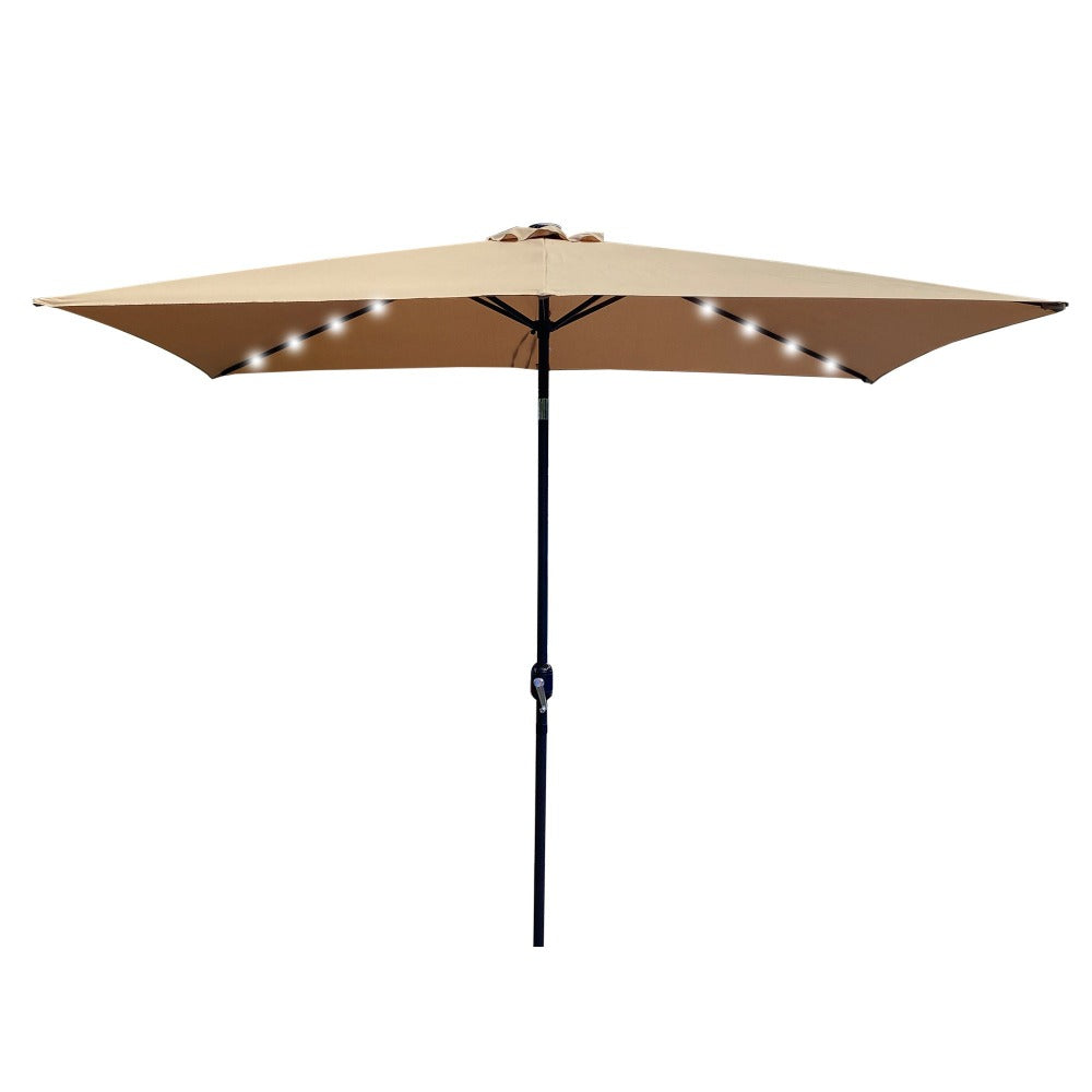 10 Ft x 6.5 Ft Rectangular Solar LED Patio Umbrella