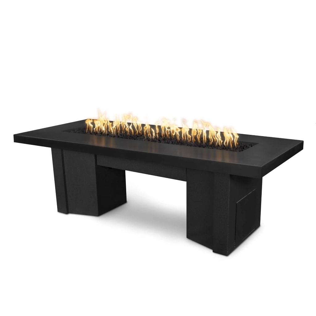 The Outdoor Plus 78 Alameda GFRC Smooth Concrete Top Rectangle Natural Gas Fire Pit Table - 110V Electronic