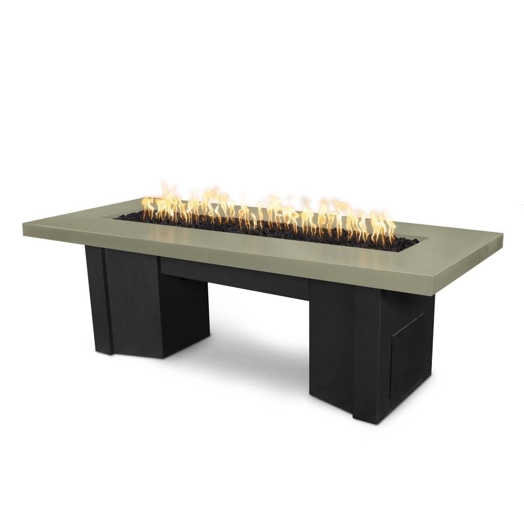 The Outdoor Plus 78 Alameda GFRC Smooth Concrete Top Rectangle Natural Gas Fire Pit Table - 110V Electronic