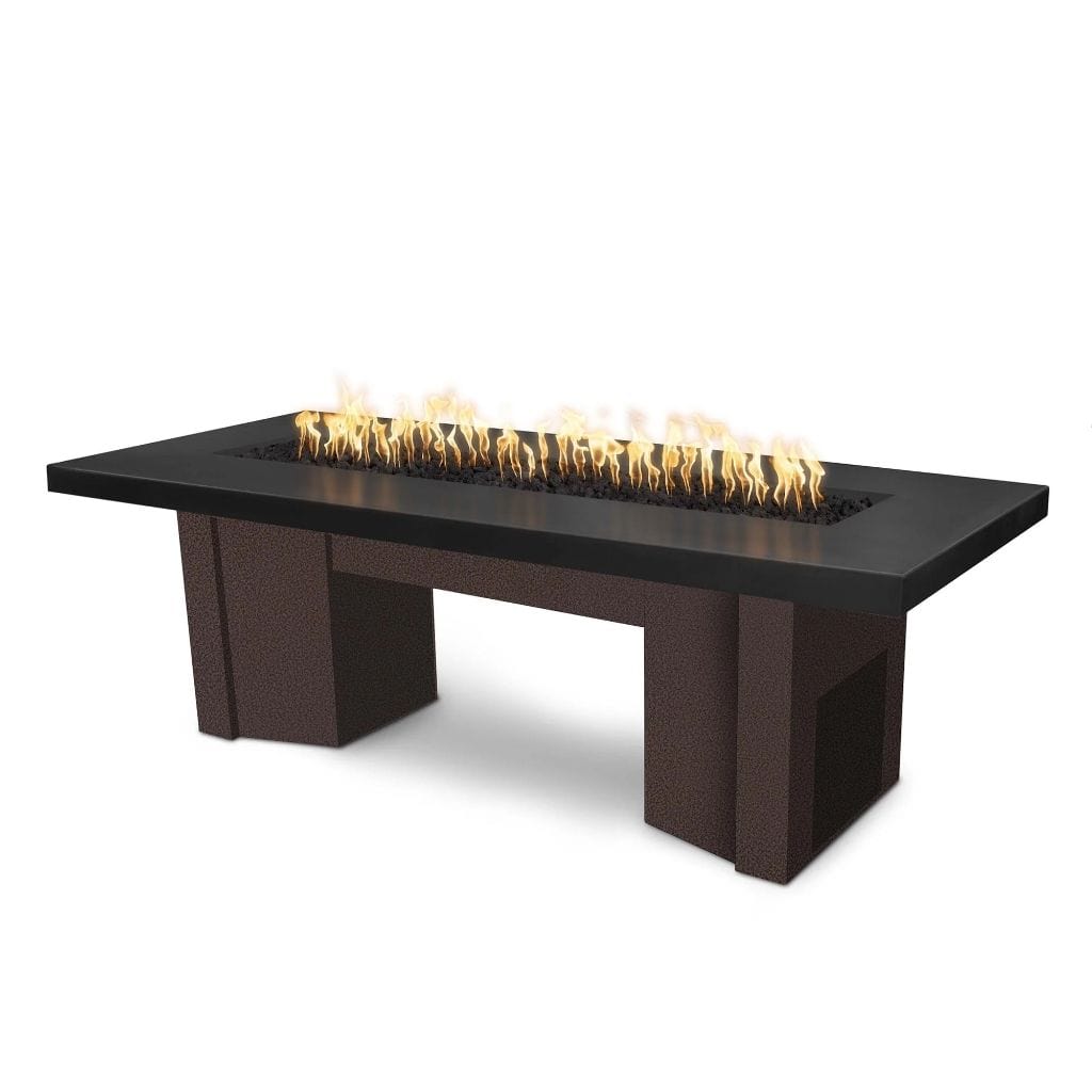 The Outdoor Plus 78 Alameda GFRC Smooth Concrete Top Rectangle Natural Gas Fire Pit Table - 110V Electronic