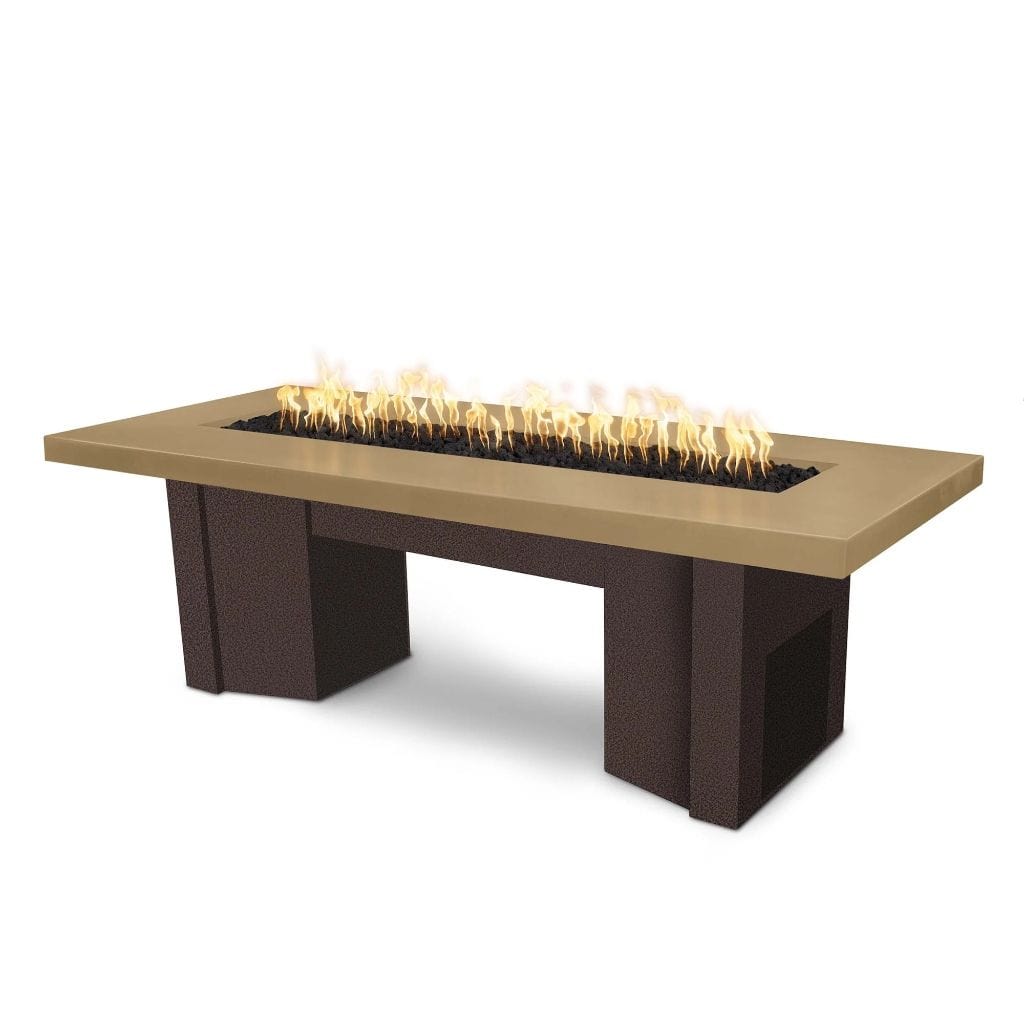 The Outdoor Plus 78 Alameda GFRC Smooth Concrete Top Rectangle Natural Gas Fire Pit Table - 110V Electronic