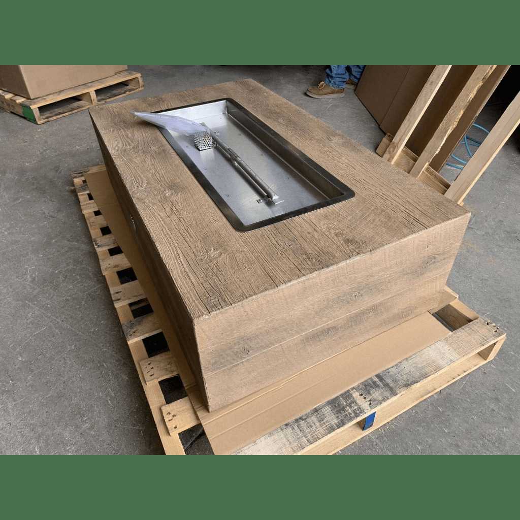 The Outdoor Plus - Coronado GFRC Wood Grain Concrete Rectangle Gas Fire Pit 60