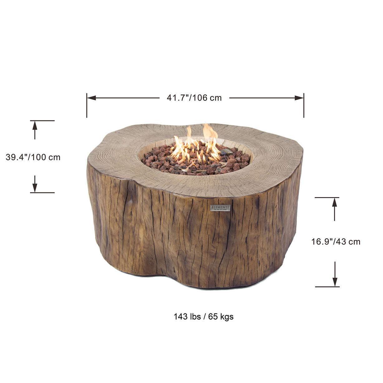 Manchester Natural Wood Concrete Fire Pit Table