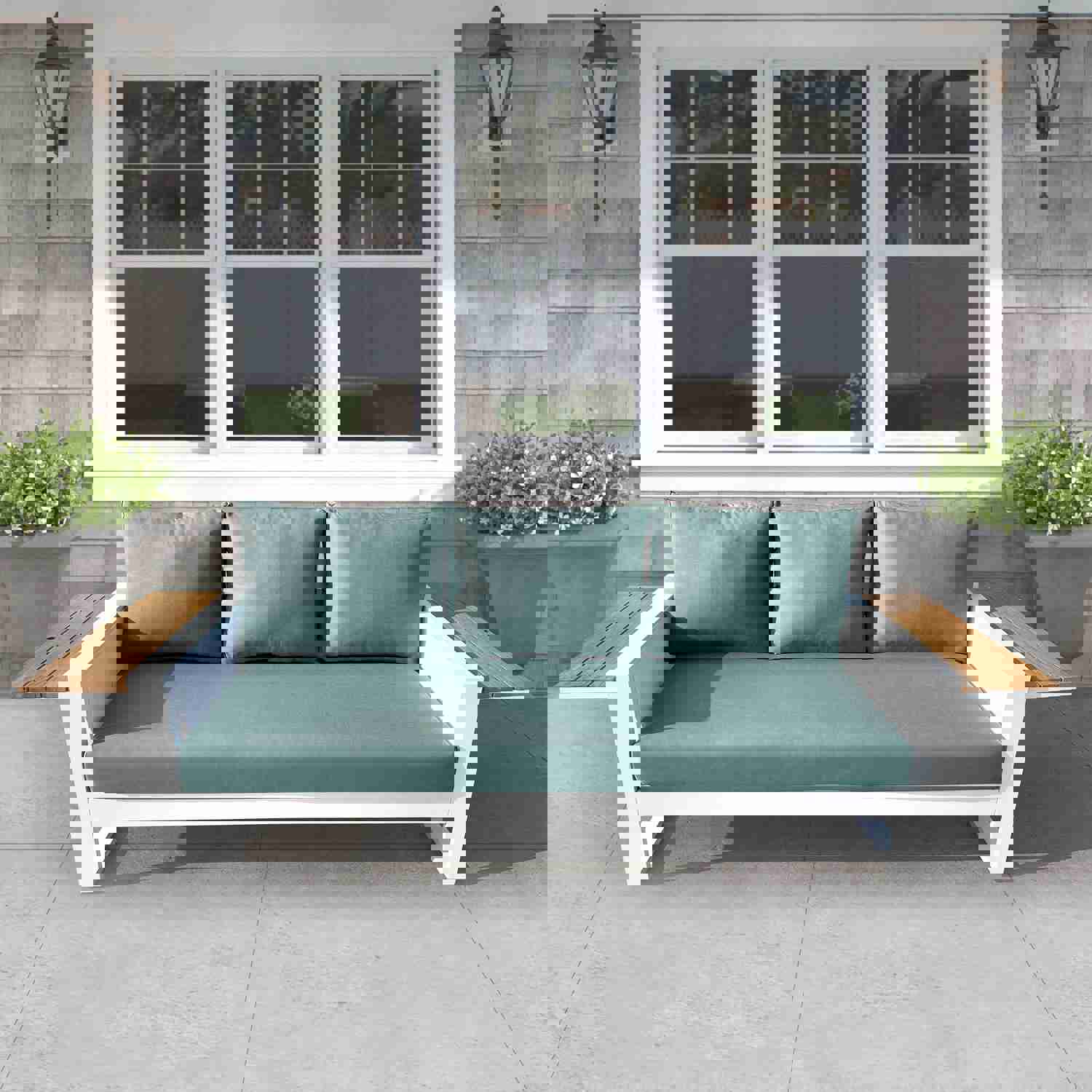 Denver 4-Piece Aluminum Outdoor Patio Fire Pit Seating Set with Acrylic Cast Breeze Cushions