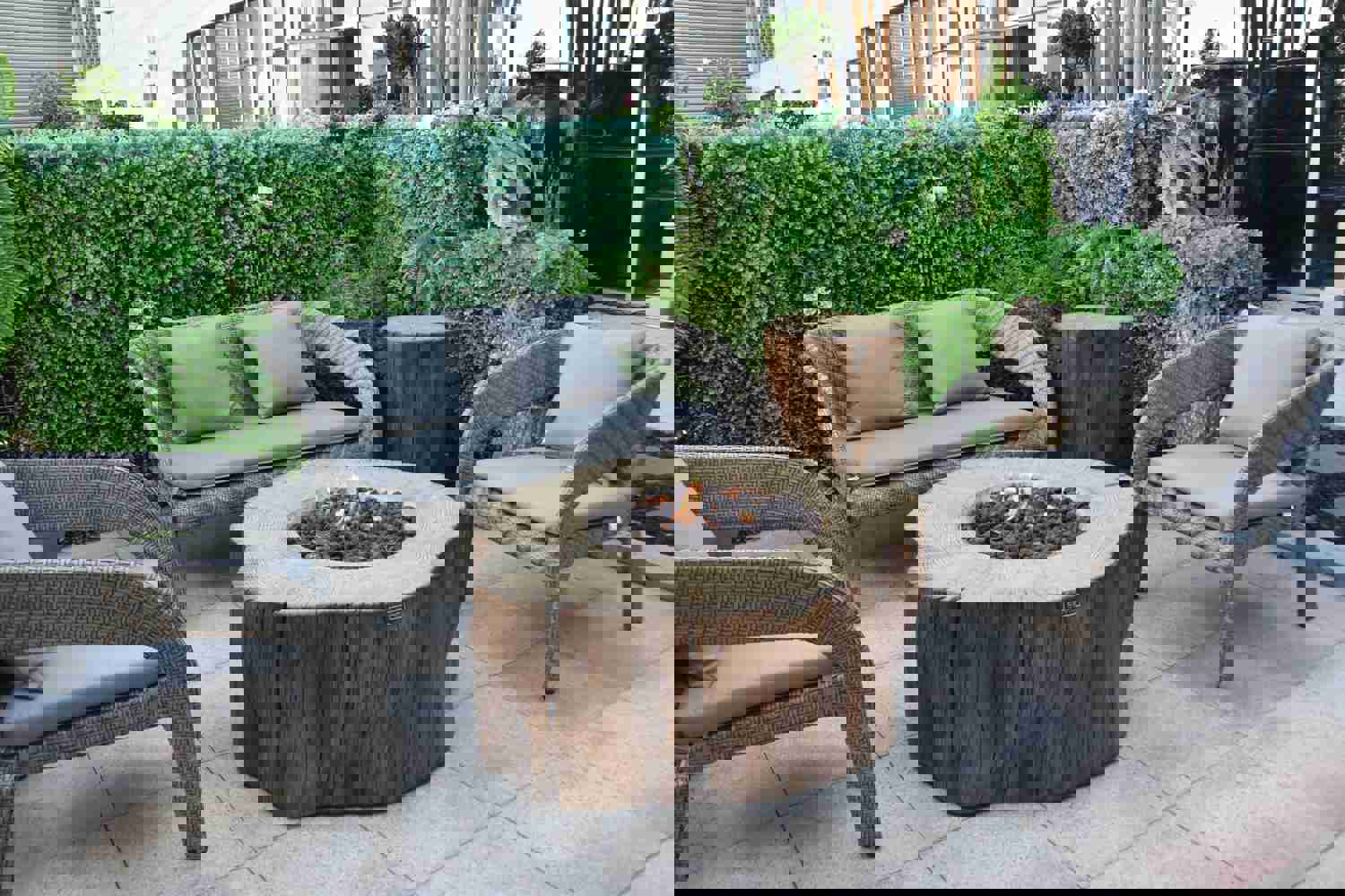 Manchester Natural Wood Concrete Fire Pit Table