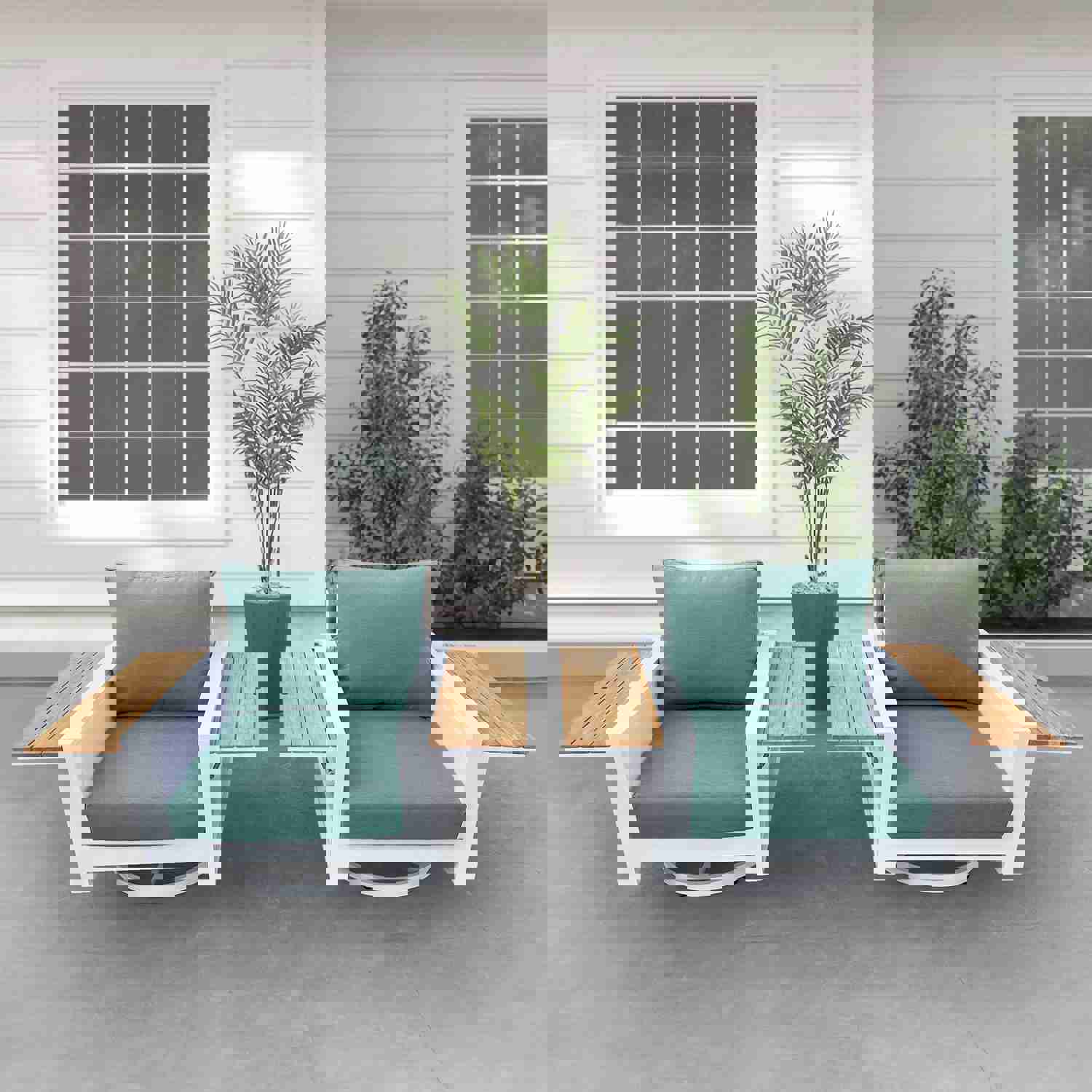 Denver 4-Piece Aluminum Outdoor Patio Fire Pit Seating Set with Acrylic Cast Breeze Cushions