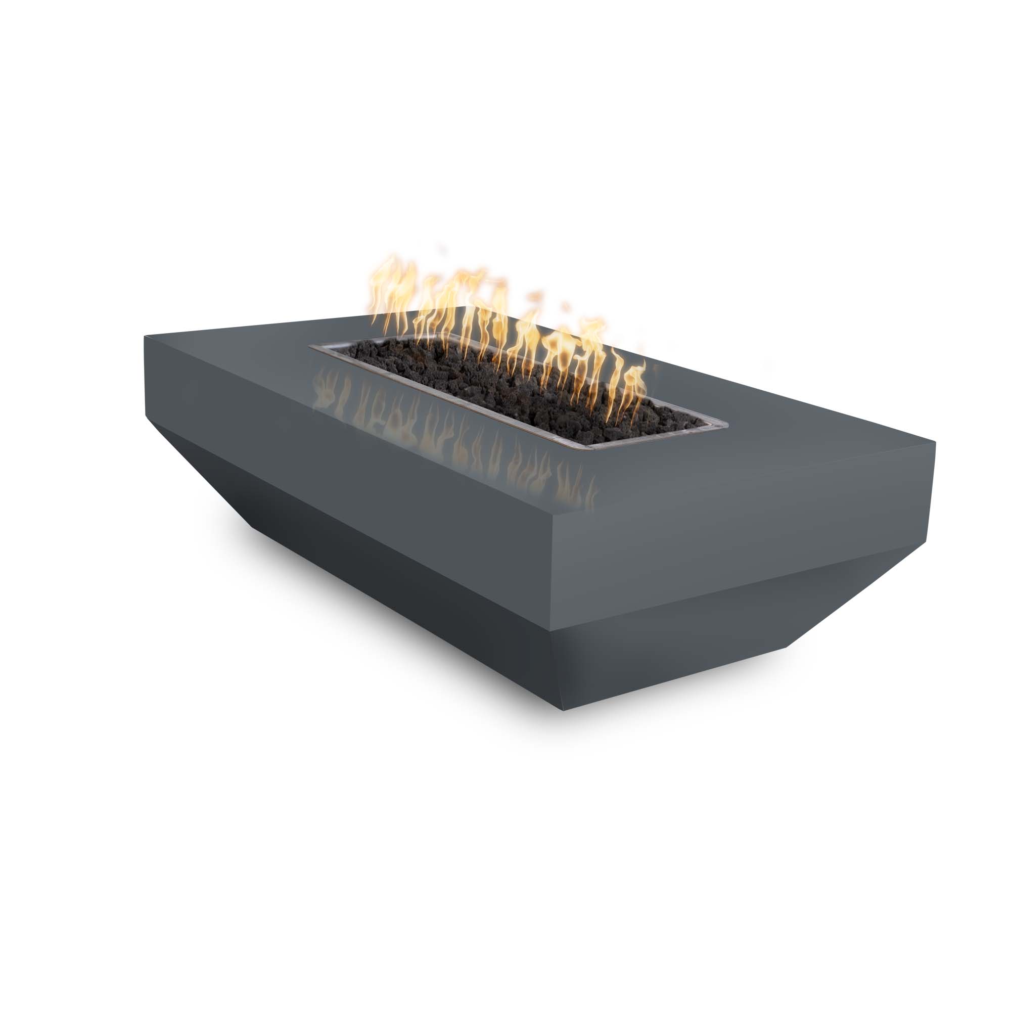Outdoor Plus Rectangular Moderno 108 Hammered Copper Natural Gas Fire Pit with 12V Electronic Ignition