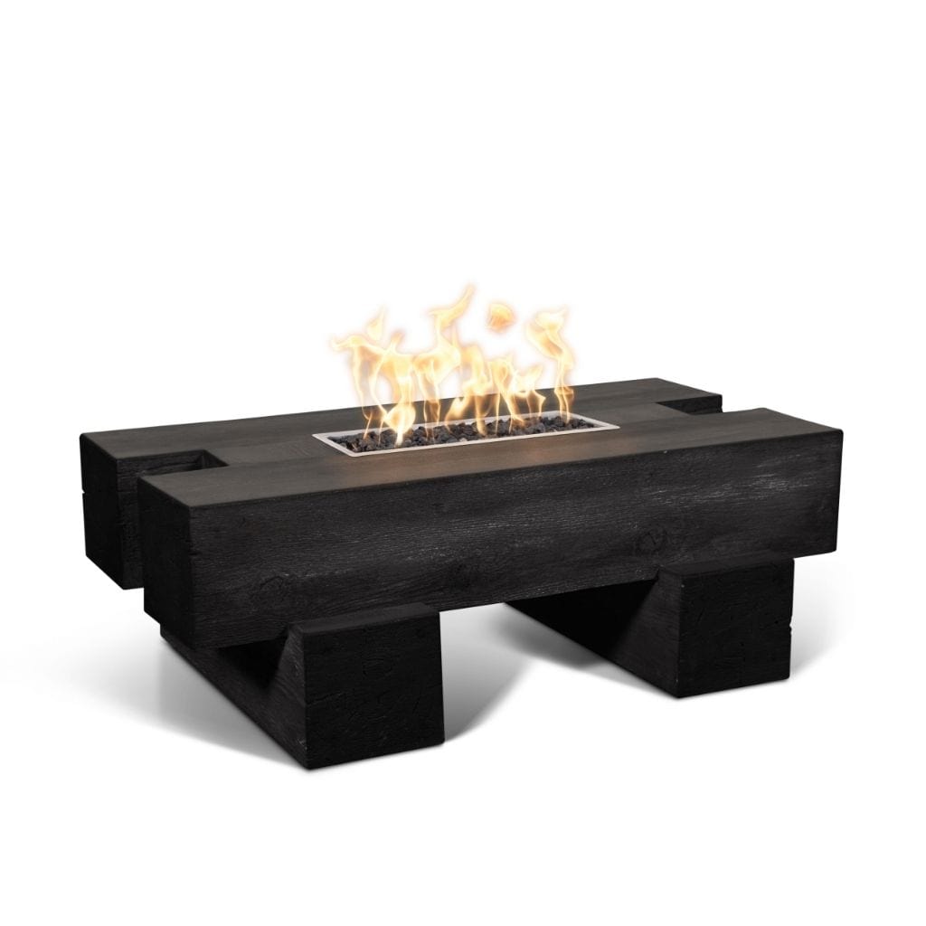 The Outdoor Plus 48 Palo GFRC Wood Grain Concrete Rectangle Gas Fire Pit Table