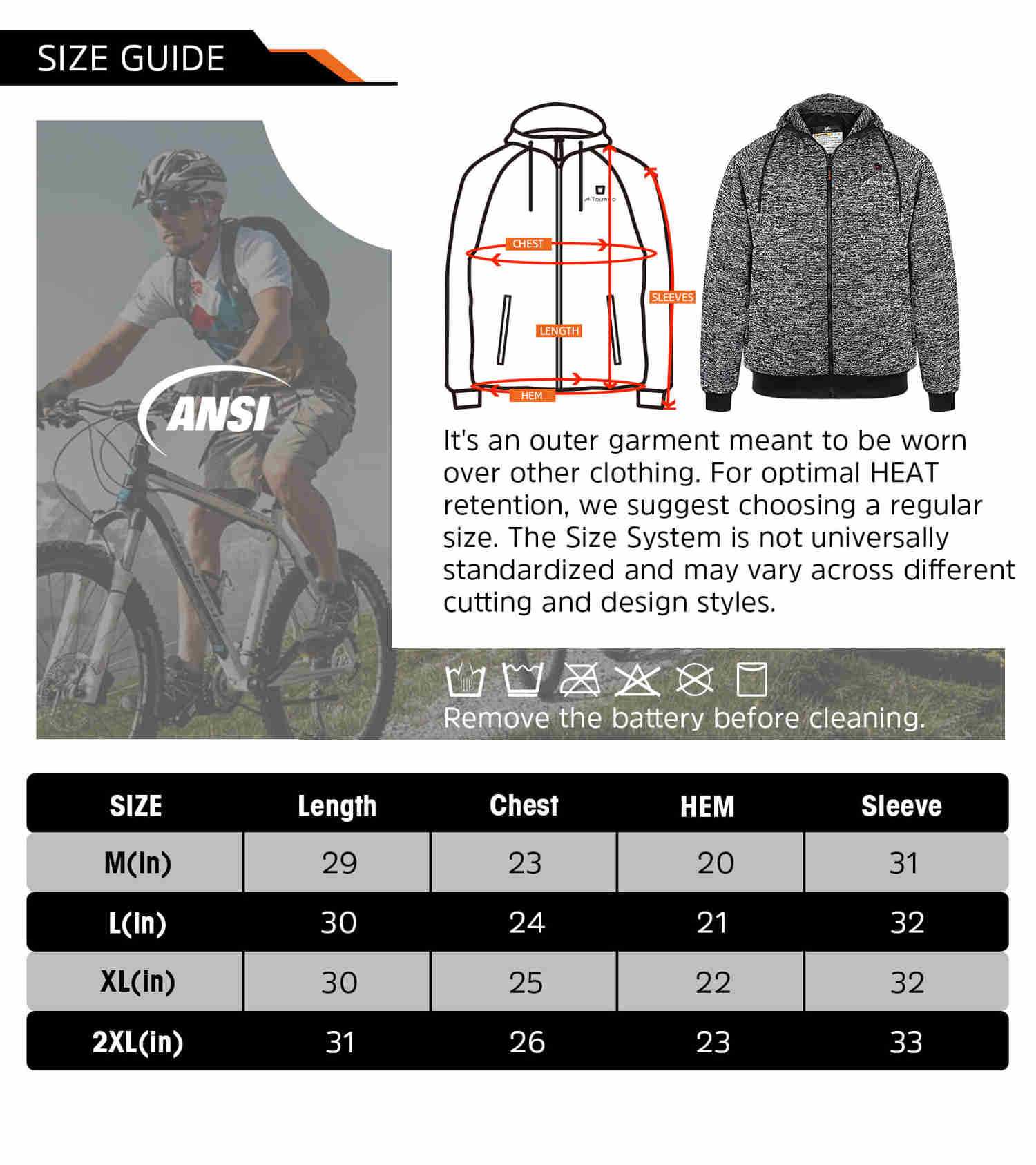 Tourgo Electric Heated Zip Up Hoodie with 16000mAh Battery - Unisex for Outdoor Activities
