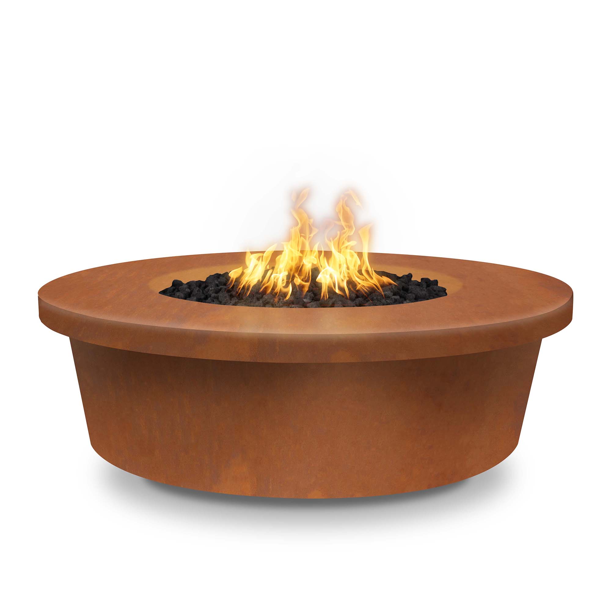 Outdoor Plus Round Tempe 48 Hammered Copper Liquid Propane Fire Pit with Flame Sense and Spark Ignition