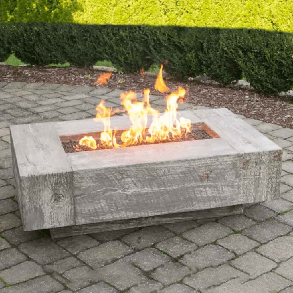 The Outdoor Plus - Coronado GFRC Wood Grain Concrete Rectangle Gas Fire Pit 60