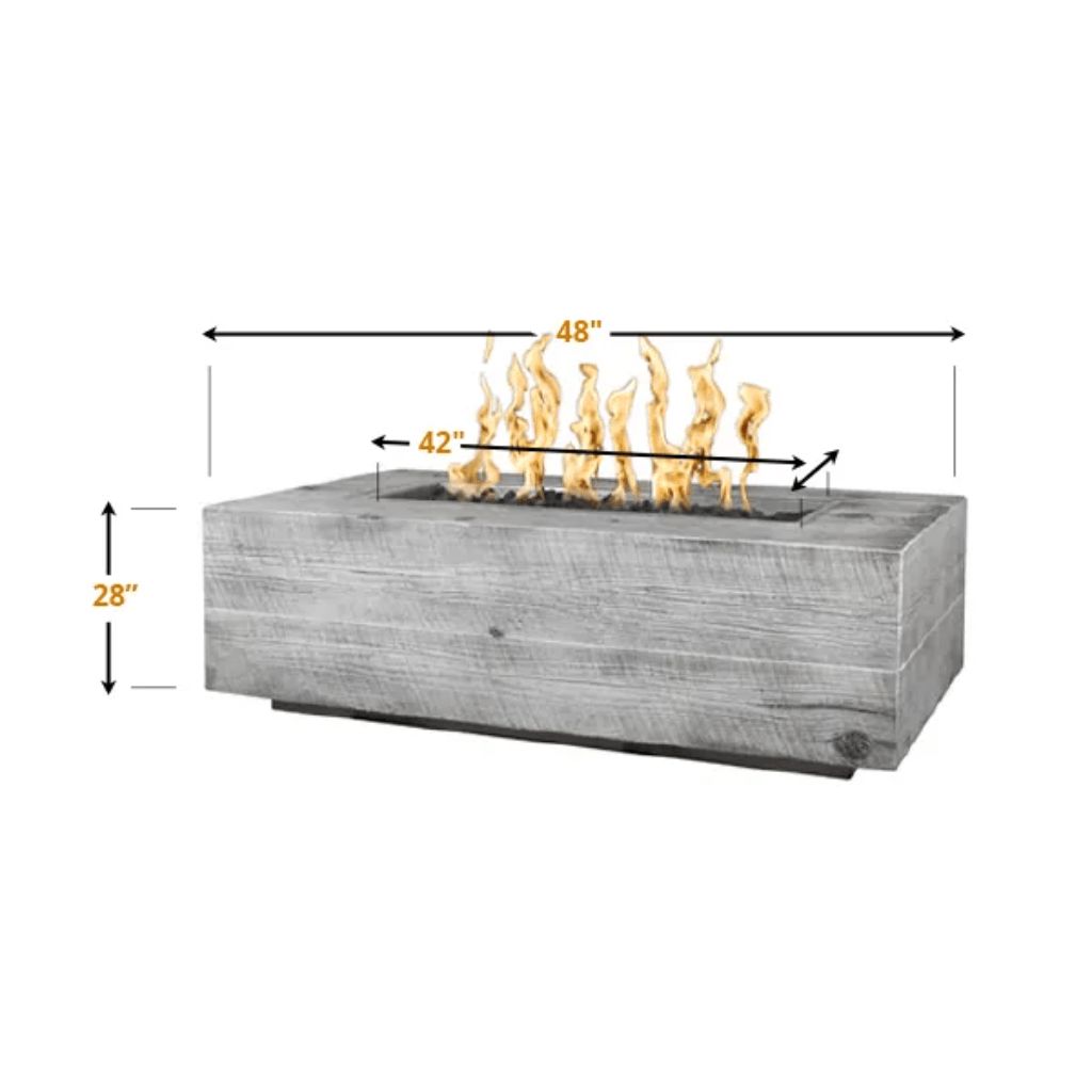 The Outdoor Plus - Coronado GFRC Wood Grain Concrete Rectangle Gas Fire Pit 60