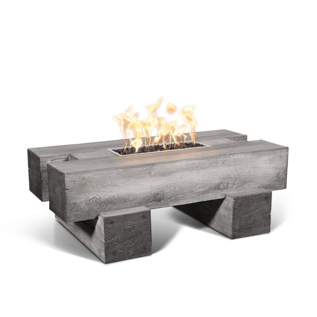 The Outdoor Plus 48 Palo GFRC Wood Grain Concrete Rectangle Gas Fire Pit Table