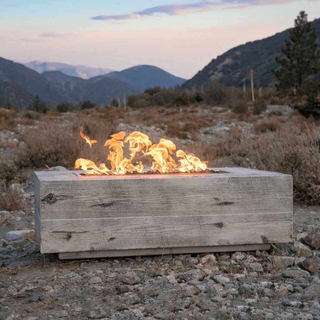 The Outdoor Plus - Coronado GFRC Wood Grain Concrete Rectangle Gas Fire Pit 60