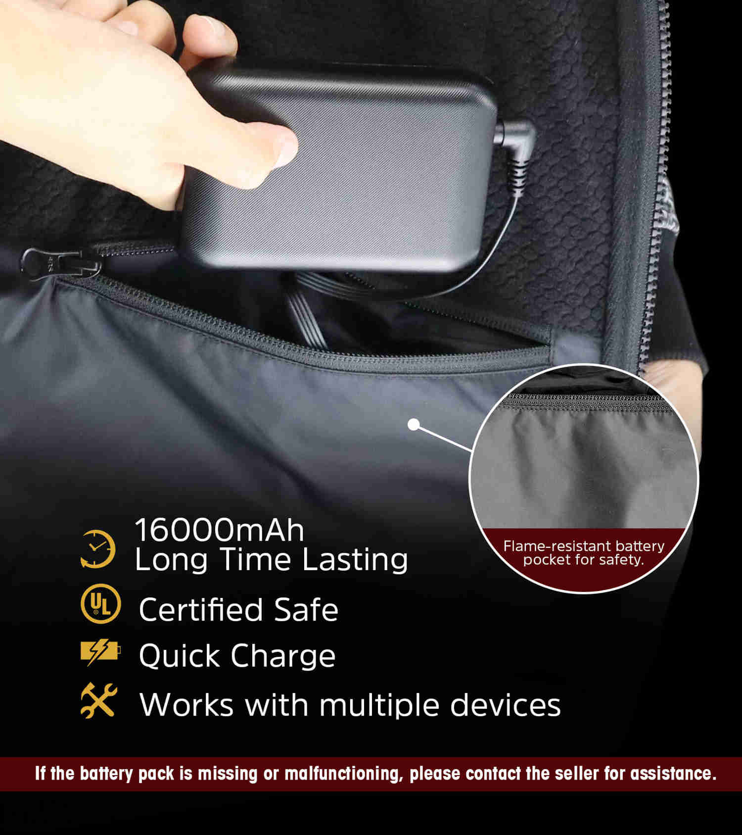 Tourgo Electric Heated Zip Up Hoodie with 16000mAh Battery - Unisex for Outdoor Activities