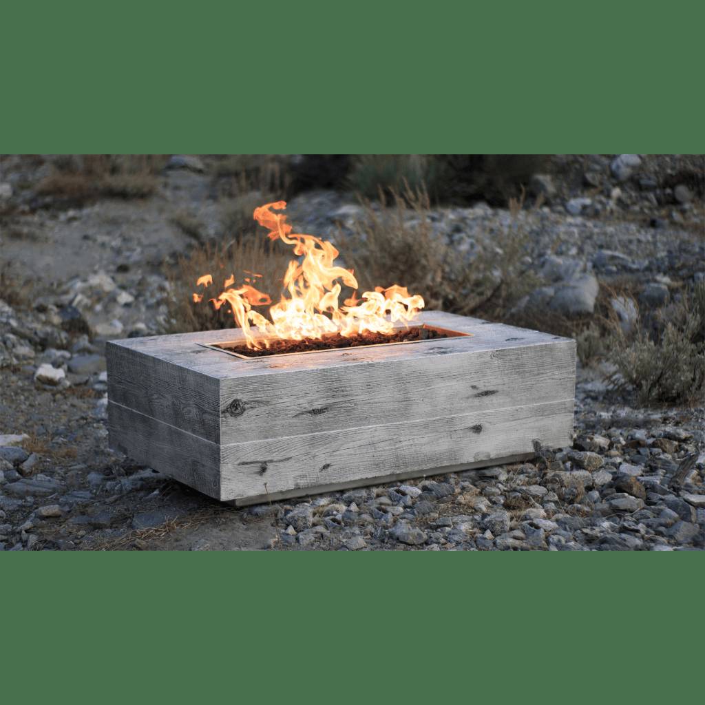 The Outdoor Plus - Coronado GFRC Wood Grain Concrete Rectangle Gas Fire Pit 60