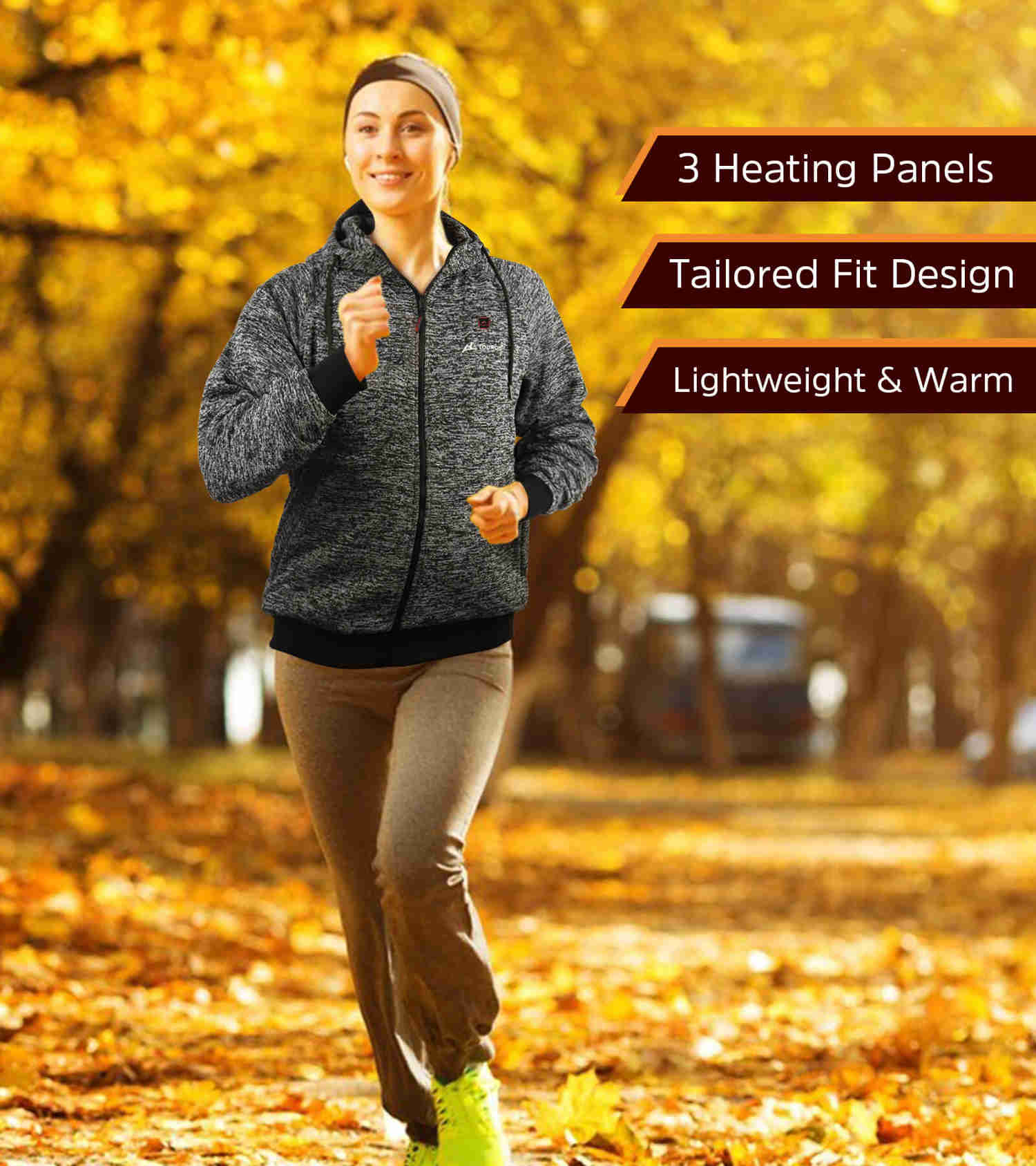 Tourgo Electric Heated Zip Up Hoodie with 16000mAh Battery - Unisex for Outdoor Activities