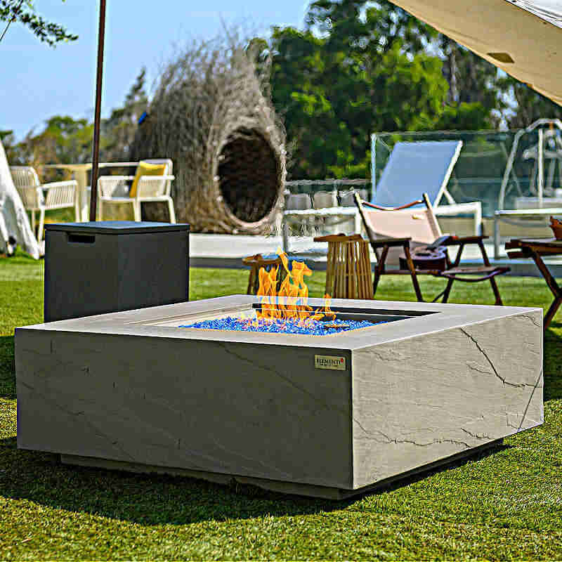 Elementi Capertee Square Concrete Fire Pit Table - OFG411SG