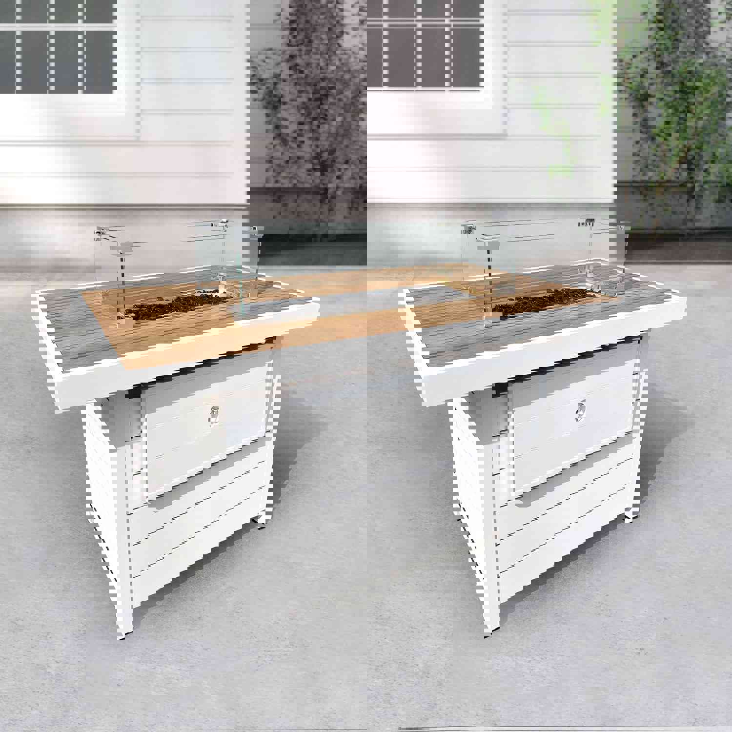 Denver 4-Piece Aluminum Outdoor Patio Fire Pit Seating Set with Acrylic Cast Breeze Cushions