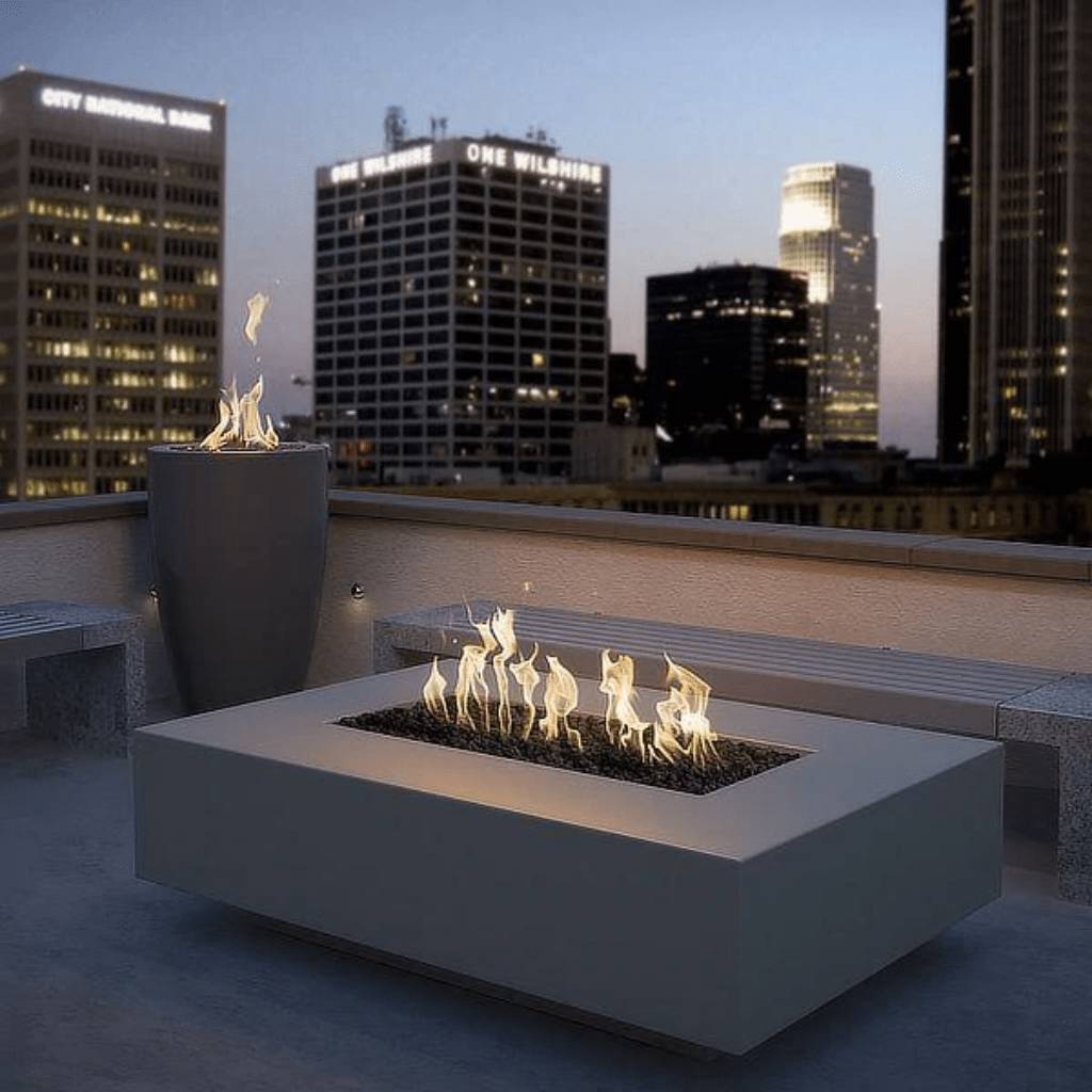 The Outdoor Plus - Cabo Linear GFRC Concrete Rectangle Natural Gas Fire Pit 90