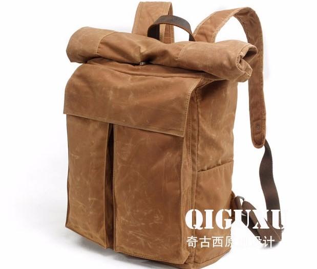 Badass Waxed Canvas Mens Travel Backpack - Durable Hiking & Laptop Backpack
