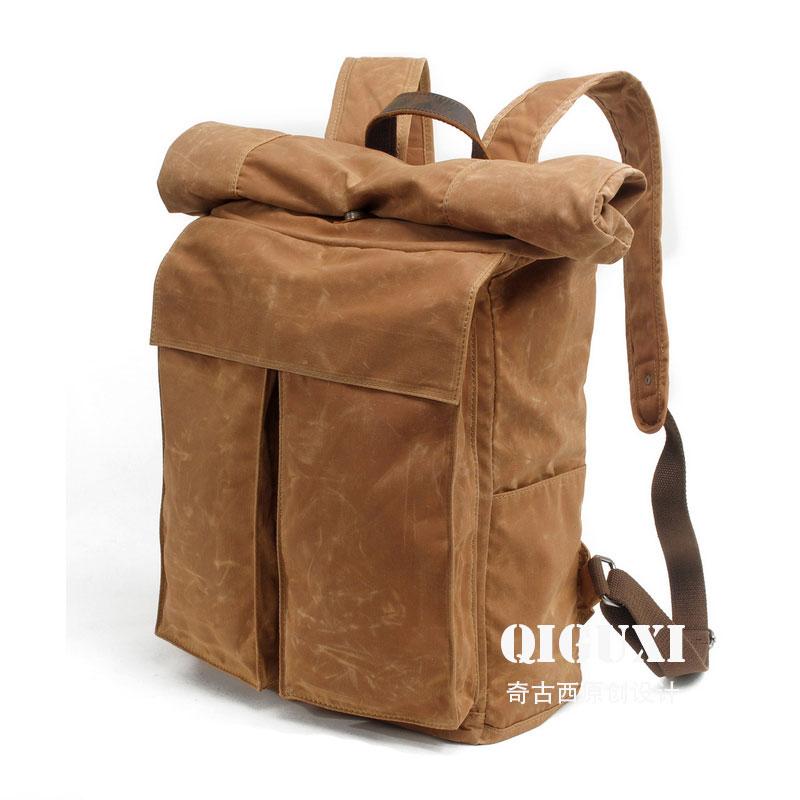 Badass Waxed Canvas Mens Travel Backpack - Durable Hiking & Laptop Backpack